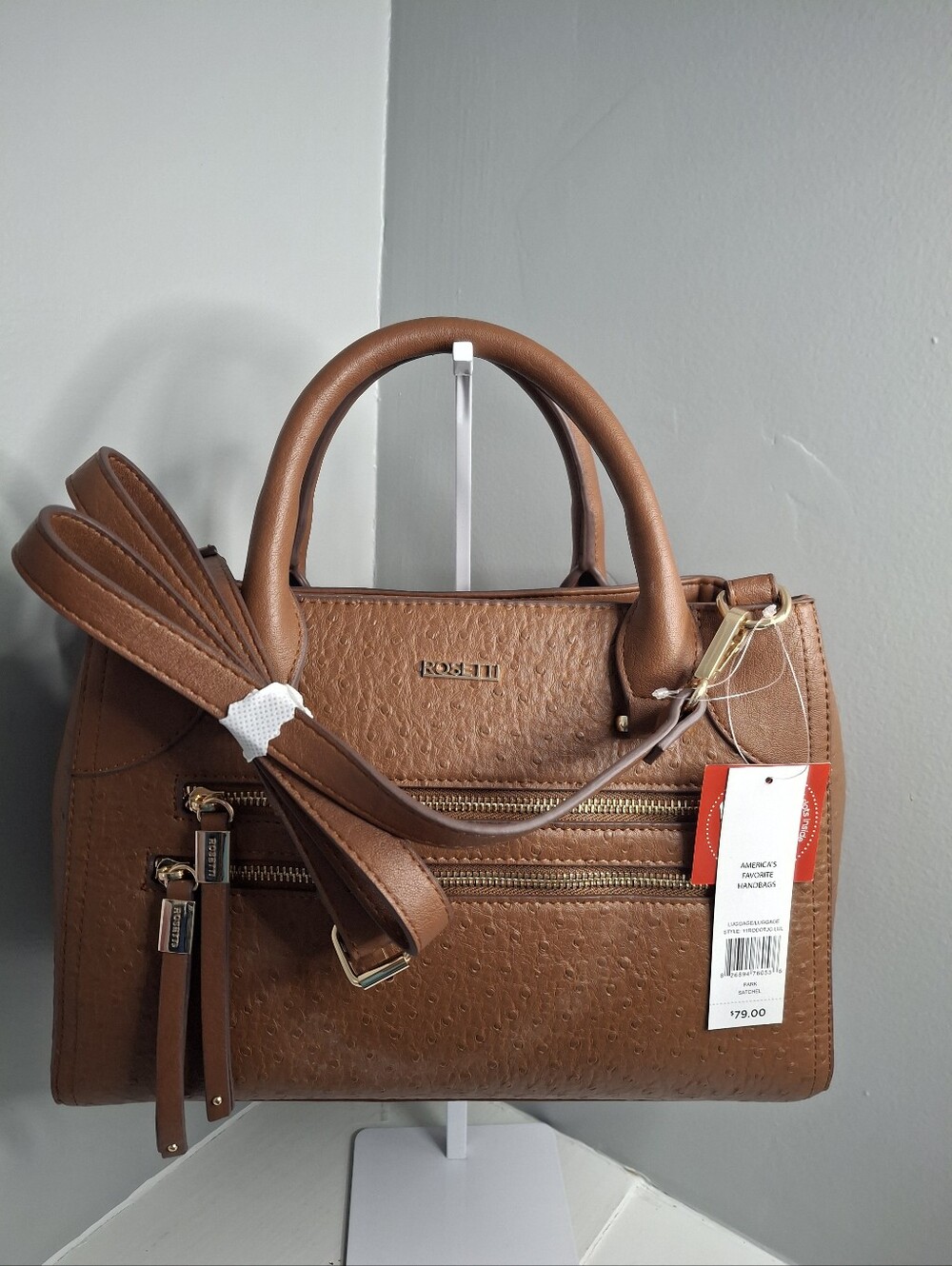 Rosetti Brown Structured Satchel Handbag
